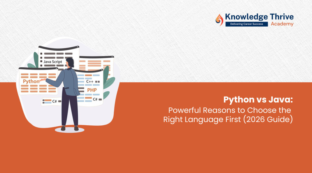Python vs Java comparison chart showing speed syntax use cases and learning difficulty for beginners