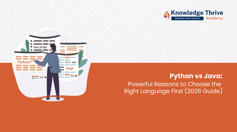 Python vs Java comparison chart showing speed syntax use cases and learning difficulty for beginners